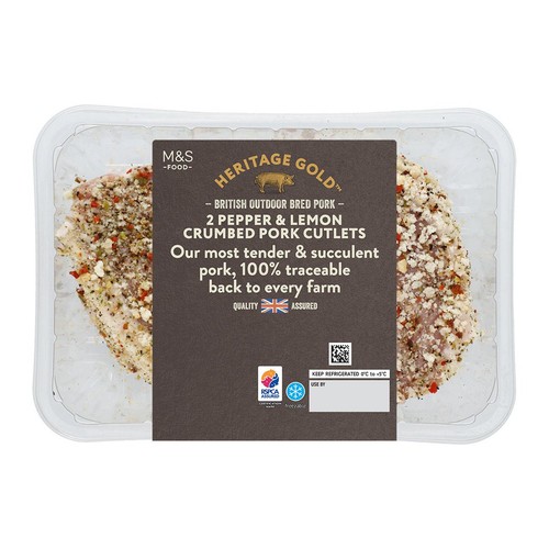 M&S Heritage Gold British Outdoor Bred 2 Pepper & Lemon Crumed Pork Cutlets