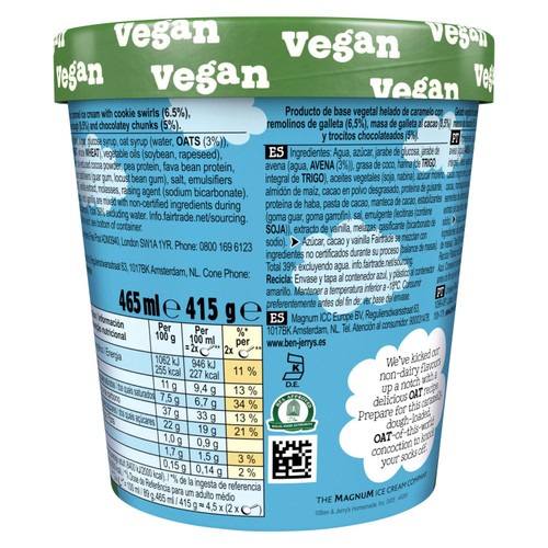 Ben & Jerry's Non Dairy Cookies on Cookie Dough Vegan Ice Cream Tub