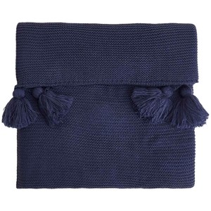 M&S Knitted Tassel Throw, Navy