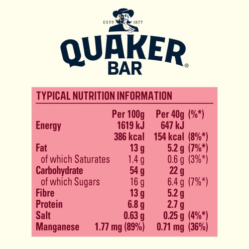 Quaker Cereal Bar Almond and Raspberry