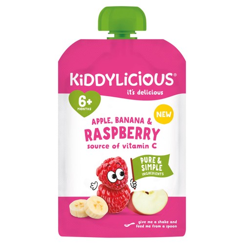 Kiddylicious Apple, Banana & Raspberry Baby Food Pouch 6+ Months
