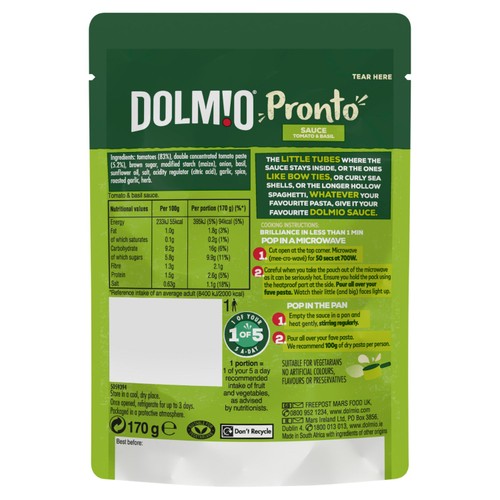 Dolmio Tomato & Basil Pouch Pasta Sauce