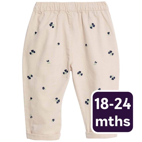 M&S Floral Embroidered Jean, 18-24 Months, Cream