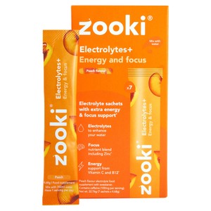 Zooki Electrolytes+ Energy & Focus, Peach Flavour