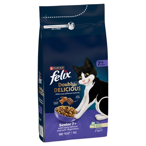 Felix Doubly Delicious Senior 7+ Salmon & Vegetables Dry Cat Food