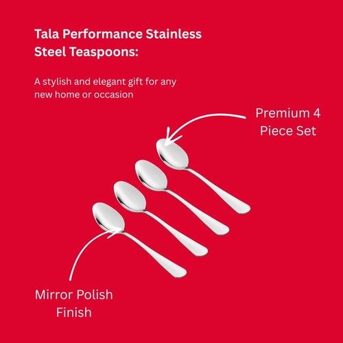 Tala Performance Stainless Steel Set of 4 Teaspoons