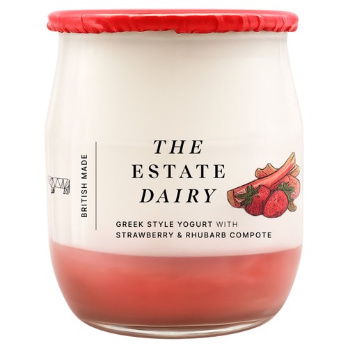 The Estate Dairy Greek Style Yoghurt with Strawberry & Rhubarb Compote