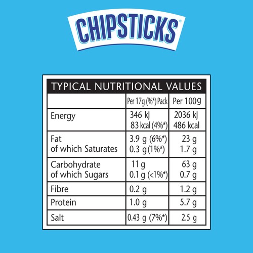 Chipsticks Salt & Vinegar Multipack Crisps 6 x 17g
