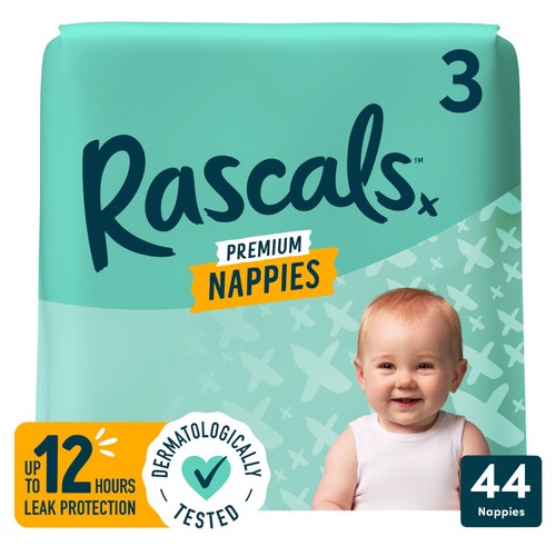 Rascals Premium Nappies, Size 3 (6-11kg)