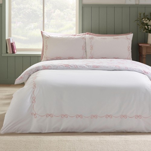 Catherine Lansfield Bow Embroidery Double Duvet Set