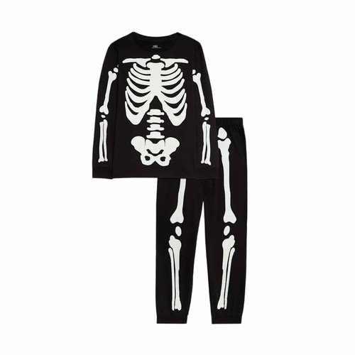 M&S Halloween Kids Skeleton Pyjamas, 3-4 Y, Black Mix