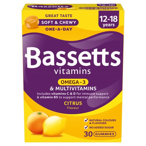 Bassetts Citrus Omega 3 & Multivitamins 12-18ys 