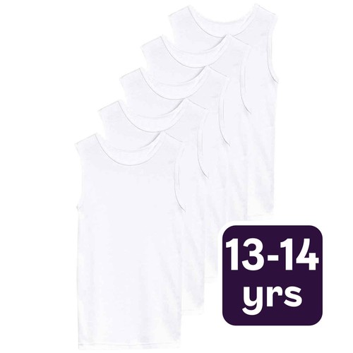M&S Collection Unisex Cotton Vests, 13-14 Y, White