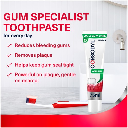 Corsodyl Gum Care Toothpaste Daily Fluoride Original 75ml