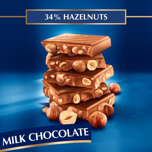 Lindt Les Grandes Hazelnuts Milk Chocolate Bar