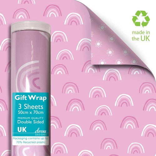 Pink Rainbow Double Sided Gift Wrap Sheets