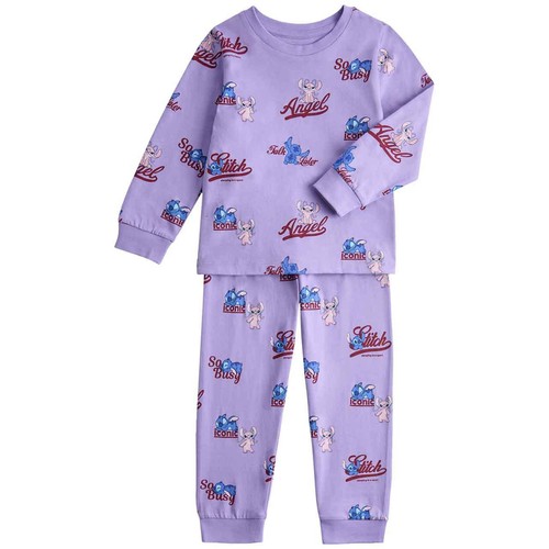 M&S Girls Stitch Core Essential Pyjamas, 8-9 Y, Purple Mix