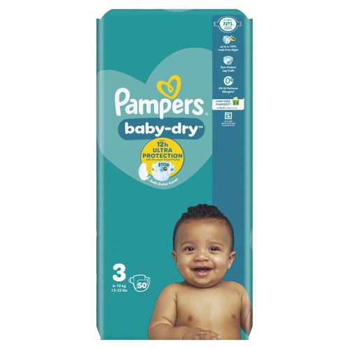 Pampers Baby-Dry Nappies, Size 3 (6-10kg) Essential Pack