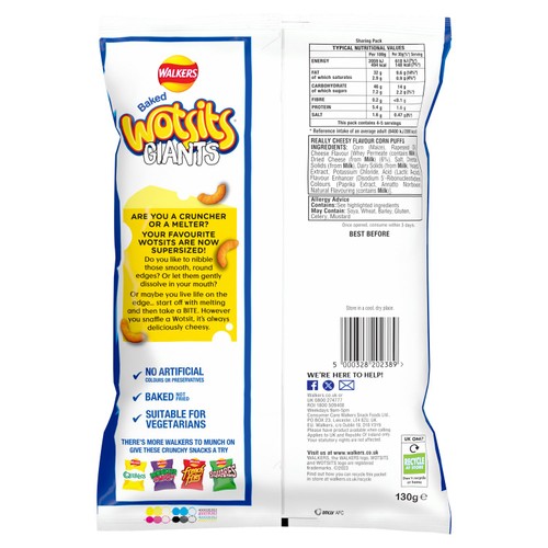 Walkers Wotsits Giants Really Cheesy Sharing Snacks Crisps 130g