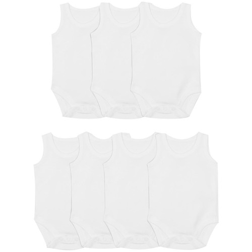 M&S Baby Cotton Sleeveless Bodysuits, White, 12-18 Months