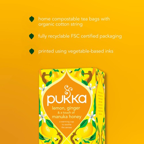 PUKKA Organic Lemon, Ginger & Manuka Honey 40 Herbal Tea Bags