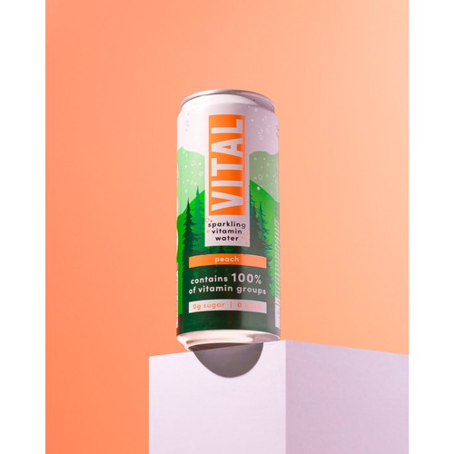 VITAL Drinks Sparkling Peach Vitamin Water
