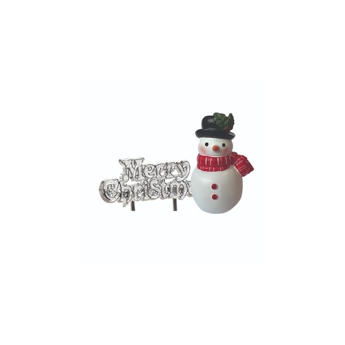 Merry Christmas Snowman Resin Cake Topper