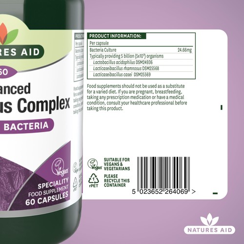 Natures Aid Advanced Acidophilus Complex Supplement Capsules 