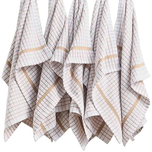 M&S Checked Terry Tea Towels, Neutral