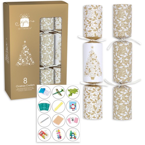 Cream & Gold Christmas Crackers 8 pack