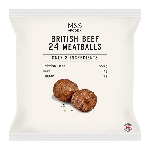M&S Only 3 Ingredients 24 Beef Meatballs Frozen