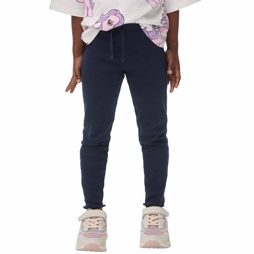 M&S Cotton Rich Plain Rib Leggings, 5-6 Years, Navy