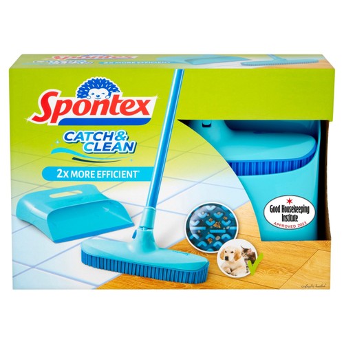 Spontex Catch & Clean Broom Set Dustpan & Brush