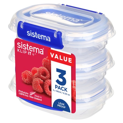 Sistema Klip It Plus 180ml Food Storage Containers 3 Pack Airtight