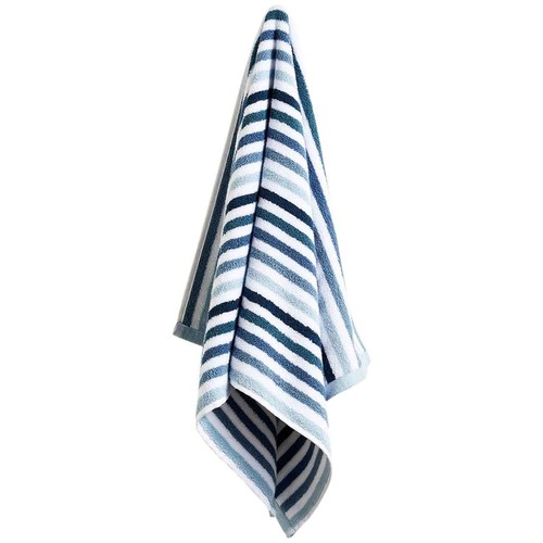 M&S Pure Cotton Striped Towel, Hand Towel, Blue
