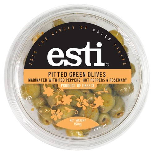 ESTI Pitted Green Olives with Rosemary and Peppers