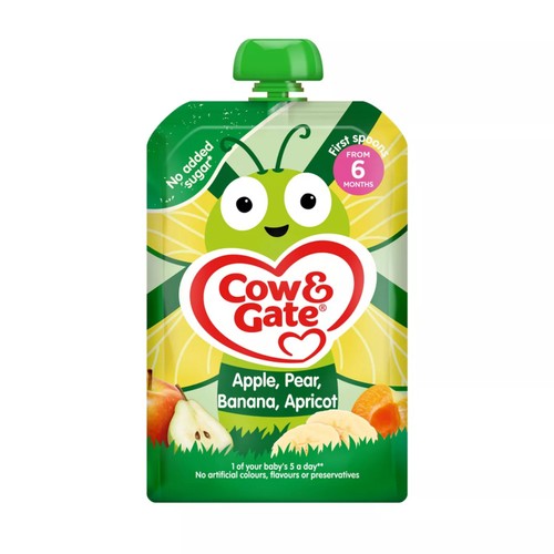 Cow & Gate Fruit Apple Pear Banana & Apricot Baby Pouch 6+ Months