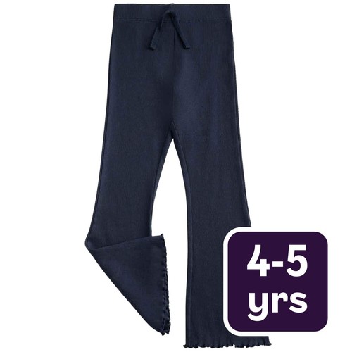 M&S Cotton Rich Ribbed Flared Leggings, 4-5 Years, Navy