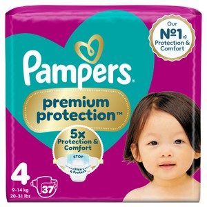 Pampers Premium Protection Nappies, Size 4 (9-14kg) Essential Pack