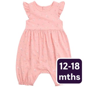 Cotton Floral Romper, 12-18 Months, Pink
