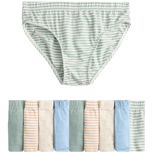 M&S Boys Pure Cotton Stripes & Solids Briefs, 7-8 Years, Multi
