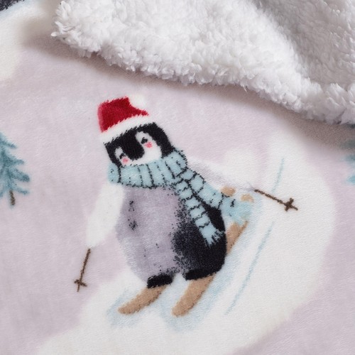 Catherine Lansfield Christmas Sherpa Penguins Throw