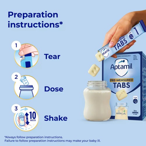 Aptamil 1 First Infant Baby Milk Formula Tabs from Birth 120 Tabs