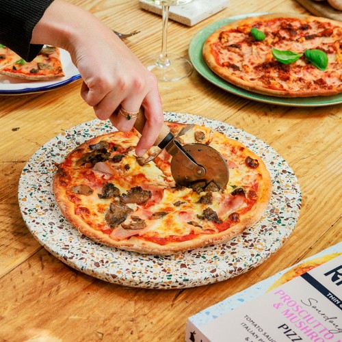 White Rabbit Gluten Free Sourdough Proscuitto Ham & Mushroom Pizza