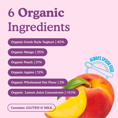 Little Freddie Organic Mango & Peach Yoghurt Baby Food Pouch 6+ Months
