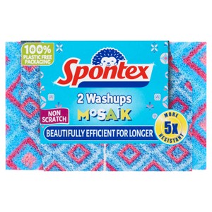 Spontex Mosaik Non-Scratch Washups - 5x Longer Lasting Sponge Scourers