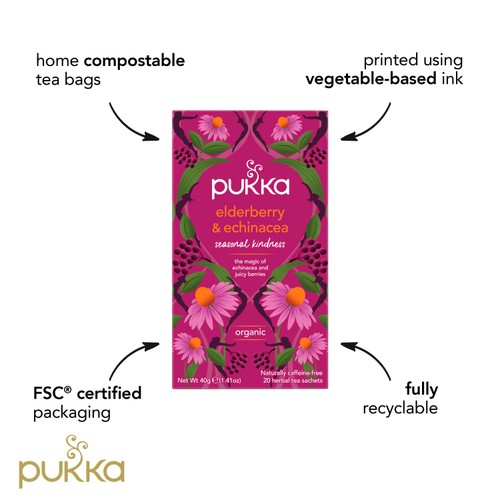 Pukka Organic Elderberry & Echinacea Fruit Tea x20 Compostable Tea Bags