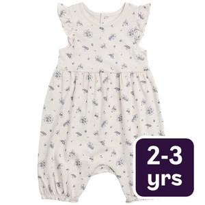 Cotton Floral Romper, 2-3 Years, Cream