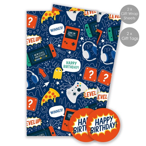 Gaming Gift Wrap Sheets & Tags