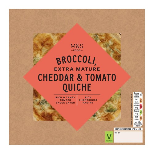 M&S Brocolli, Extra Mature Cheddar & Tomato Quiche
